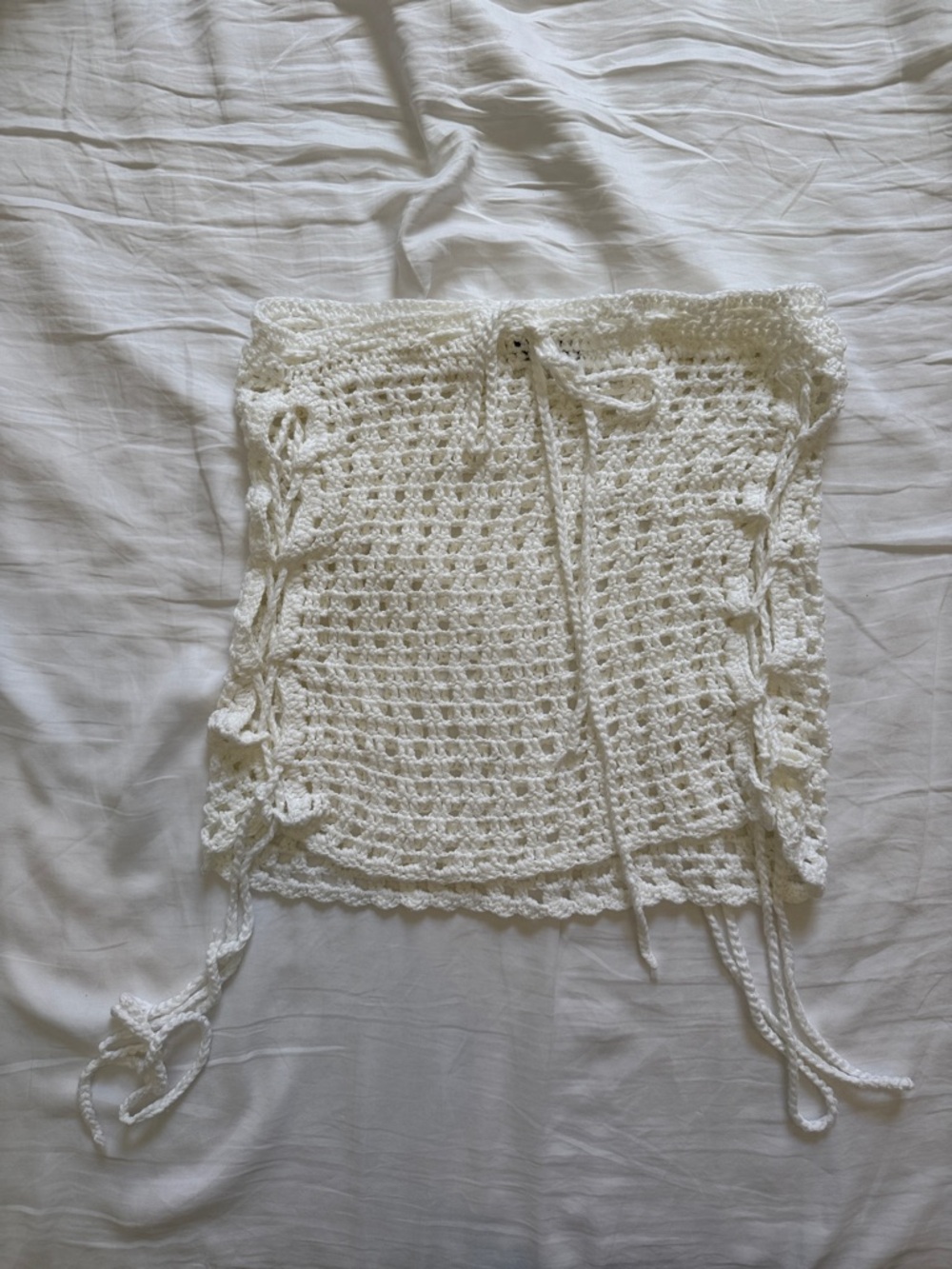Handmade White Crochet Swim Cover Up Skirt
